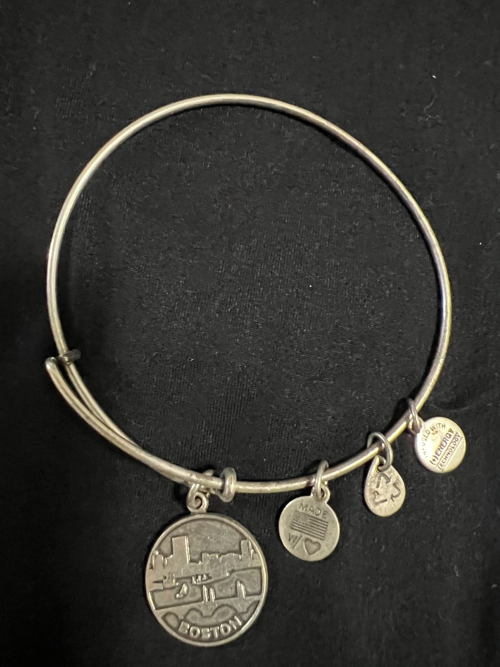 Alex and Ani Silver-Tone Multi Charm Bangle Bracelet Boston